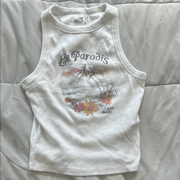 Hollister White Paradise Graphic Tank Top - Picture 1 of 2